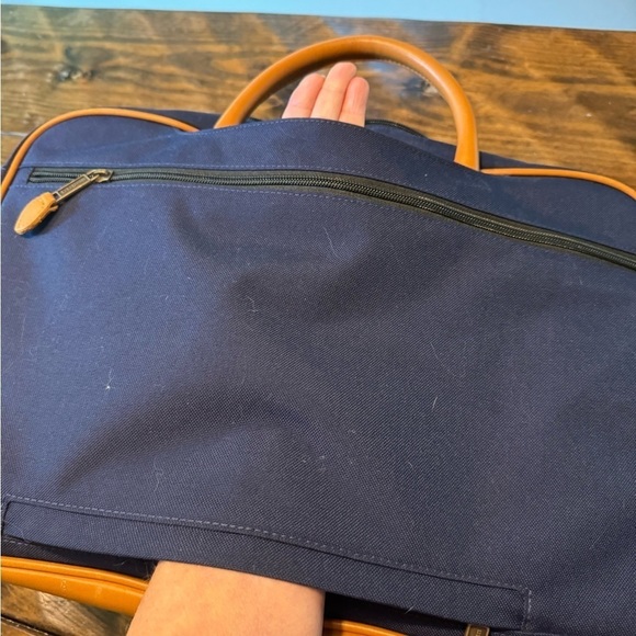 L.L. Bean Vintage Navy Canvas laptop messenger bag case tote w/shoulder strap - Picture 10 of 14